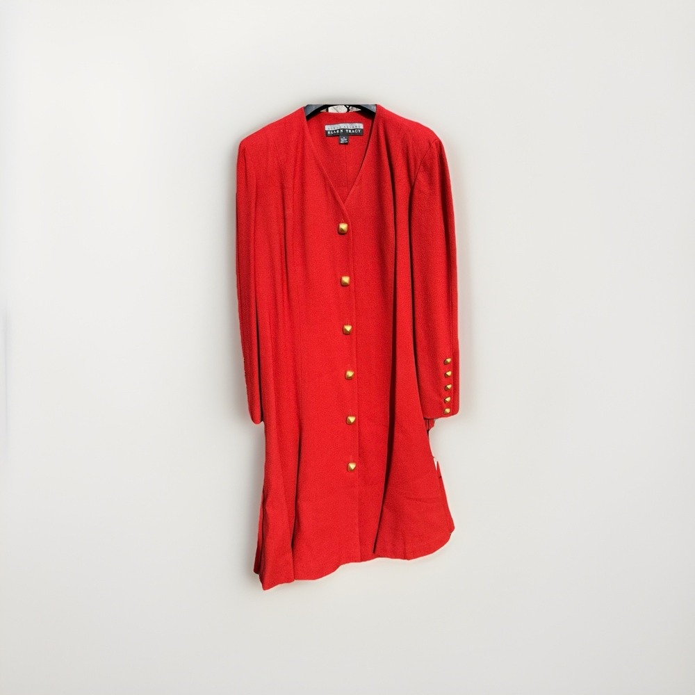 Ellen Tracy Linda Allard Red 100% Wool Dress Jacket Size 10 NWT